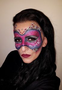 fuchsia purple carnival masquerade mask makeup