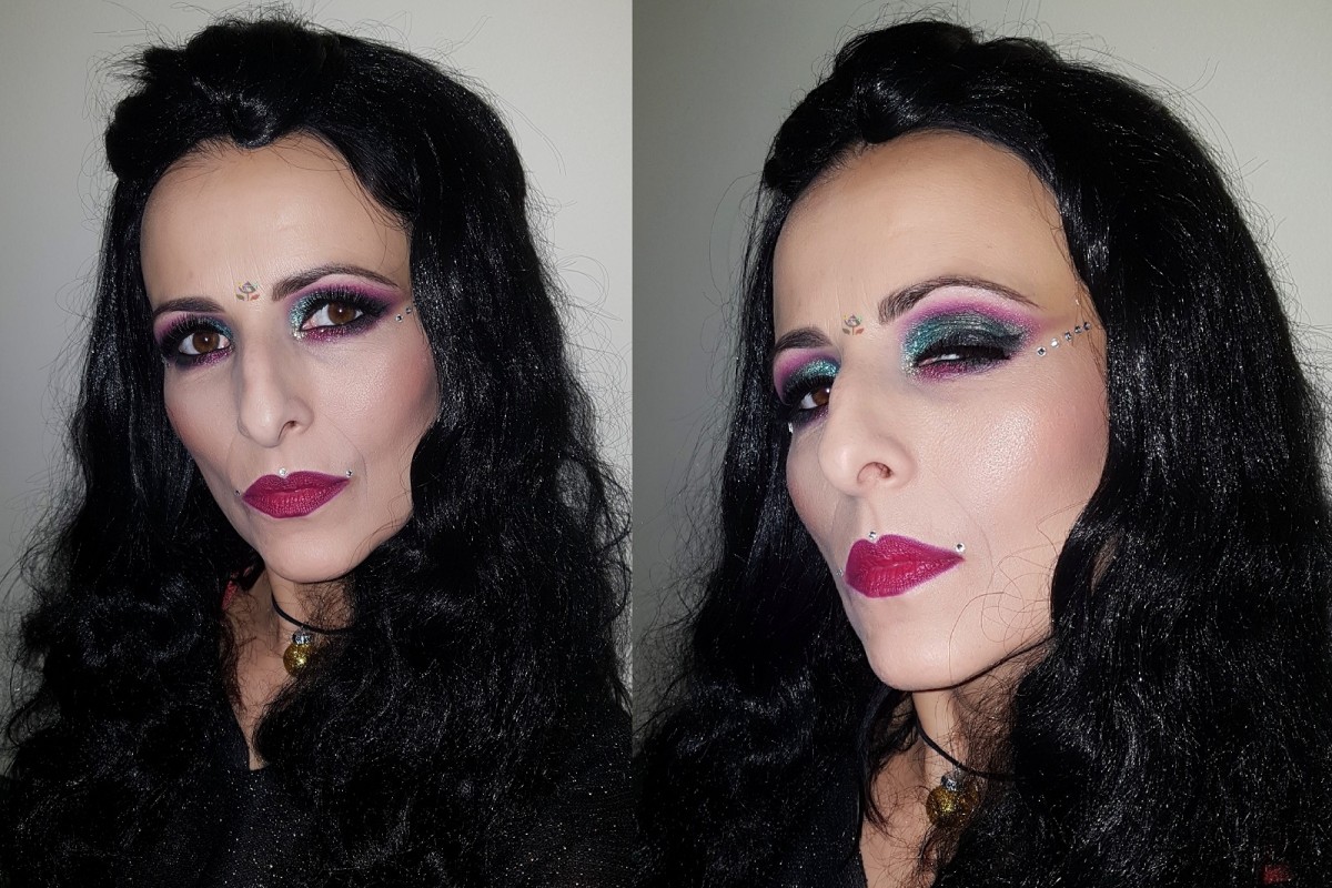 green burgundy glitter makeup evening special occasion party make up