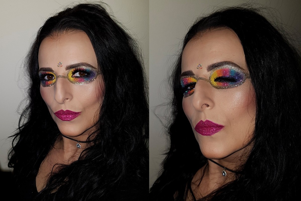 Easter eggs rainbow eyes makeup idea