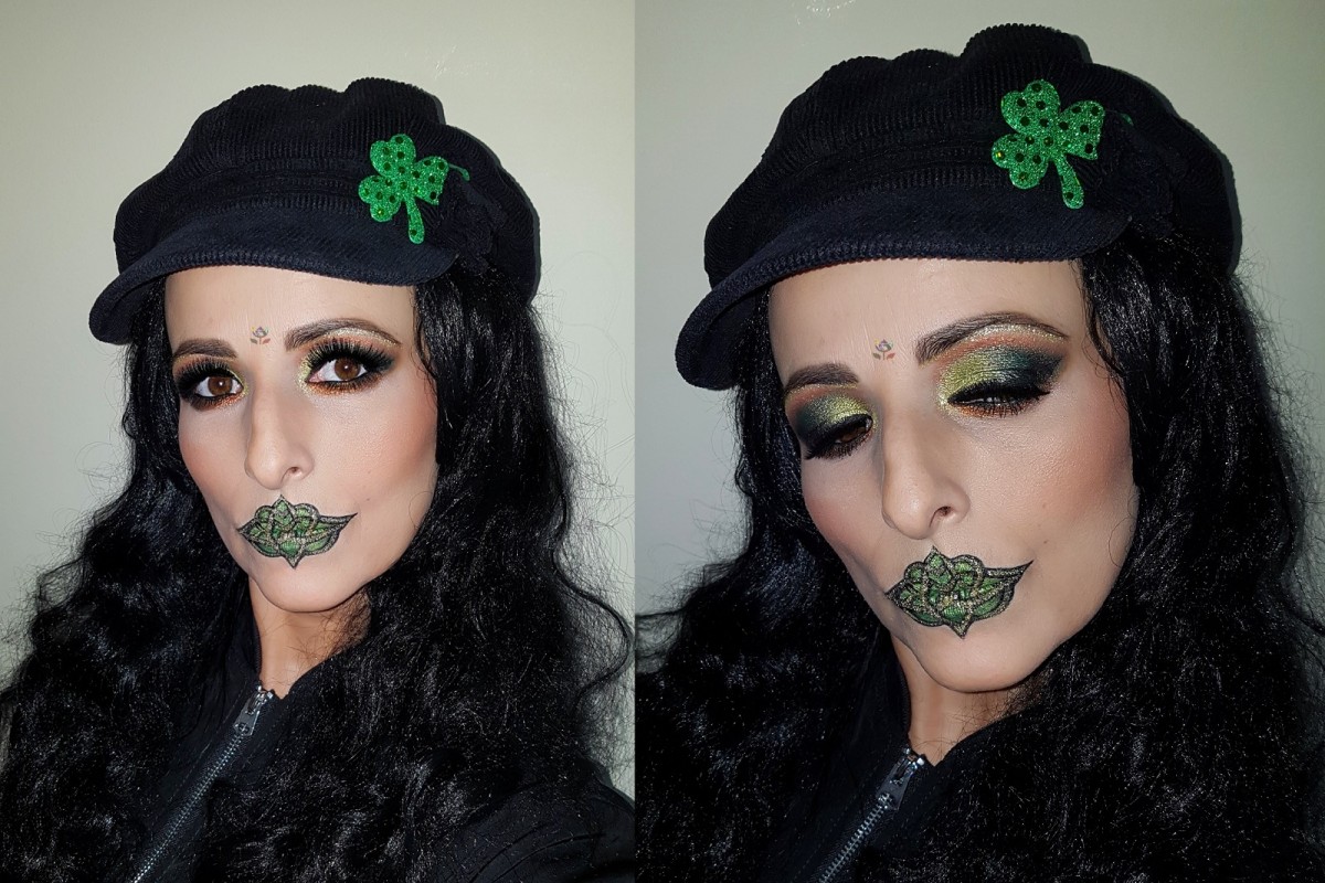 irish celtic lips green shimmer glitter eyes